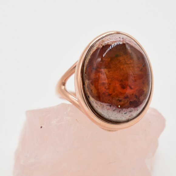 Waves of Fire Mexican Fire Opal Sterling Silver Solitaire Ring - Picture 4 of 4